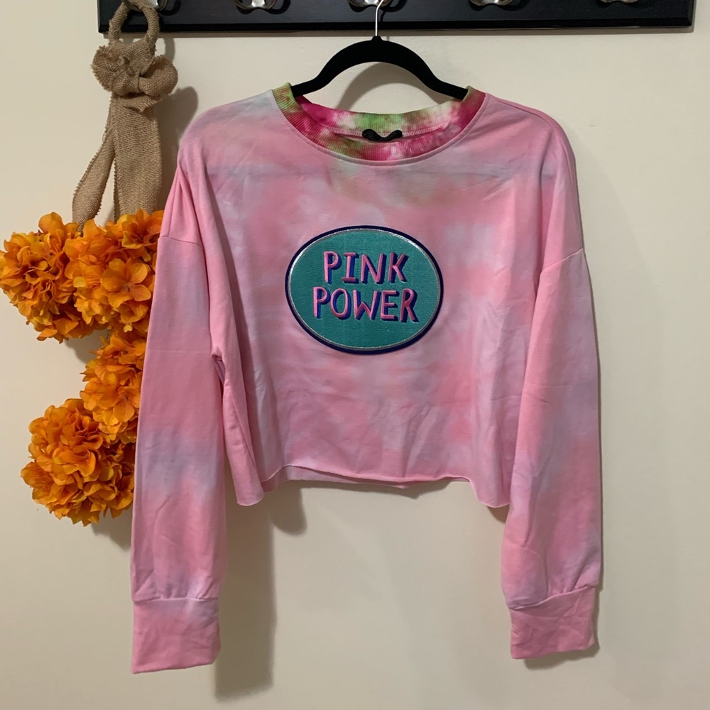 Pink tie Dye crop sweatshirt